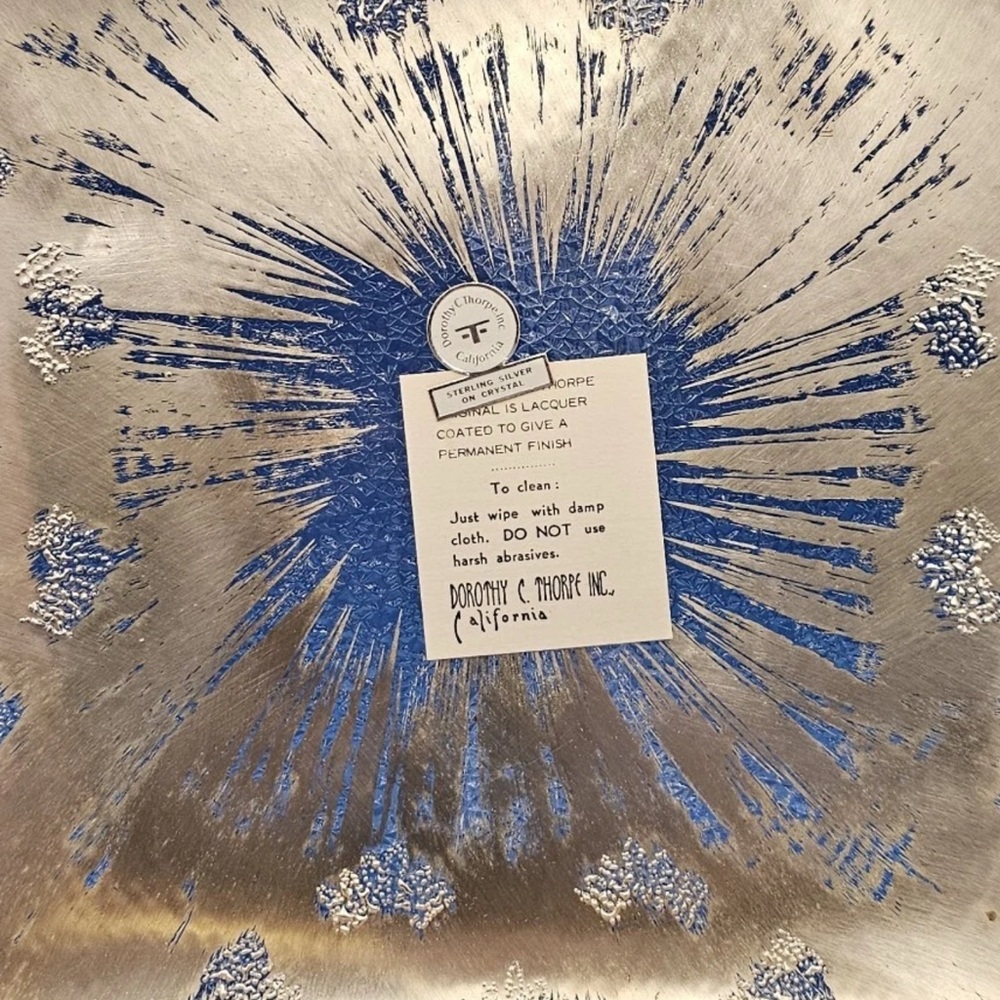 Dorothy Thorpe Atomic Platter Mid Century Modern Textured/Sterling Overlay 14” - Picture 10 of 10